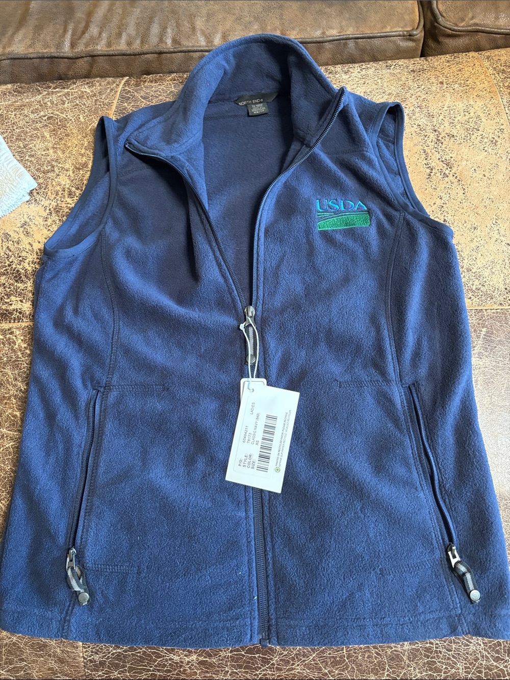 USDA Women's Navy Fleece Vest